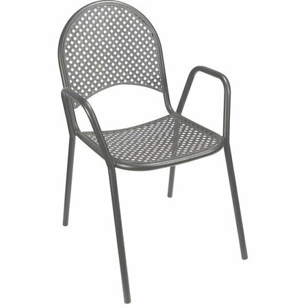 AMERICAN TABLES & SEATING Dark Grey Powder-Coated Checker Metal Mesh Outdoor Chair 132ATS90G